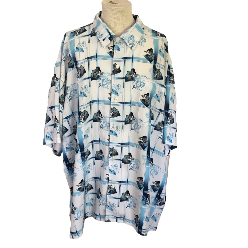 RAW BLUE BUTTON FRONT DISC JOCKEY RAP FRONT BUTTON SIZE 5XL MEN’S SHIRT